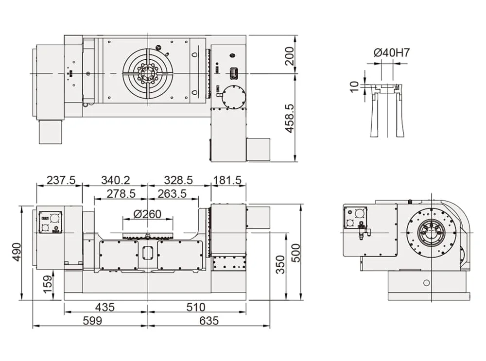 Наклонно-поворотный стол с ЧПУ Detron RCTFE-260HL