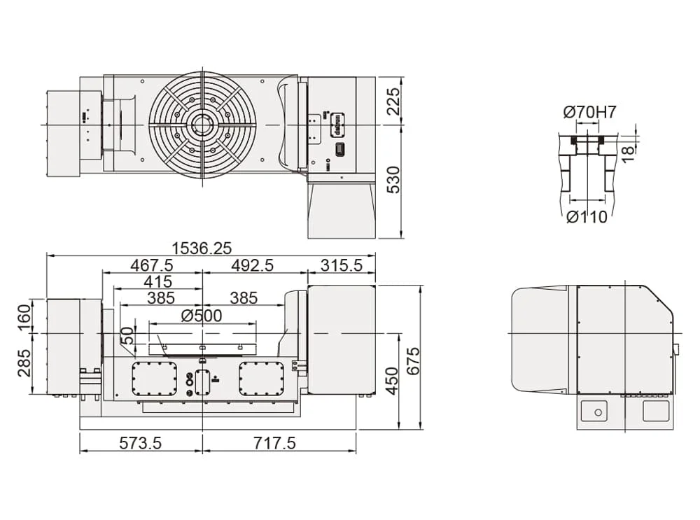 Наклонно-поворотный стол RCTFE-500HL Ø500 мм
