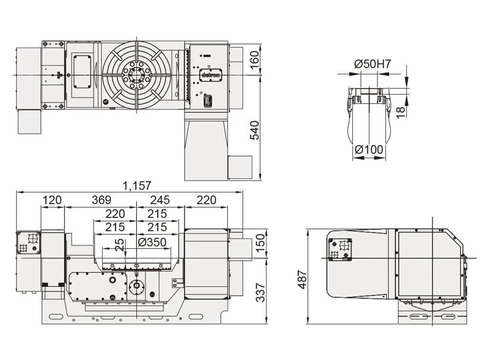 Наклонно-поворотный стол RCTFE-350H Ø350 мм