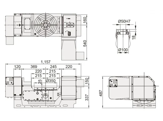 Наклонно-поворотный стол RCTFE-350H Ø350 мм