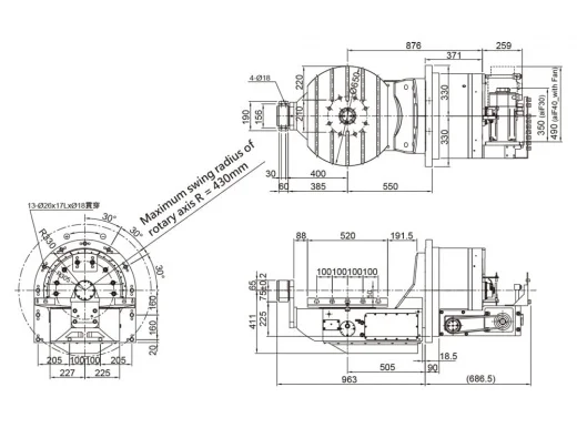 Наклонно-поворотный стол с ЧПУ Detron GTFAI-650EHB
