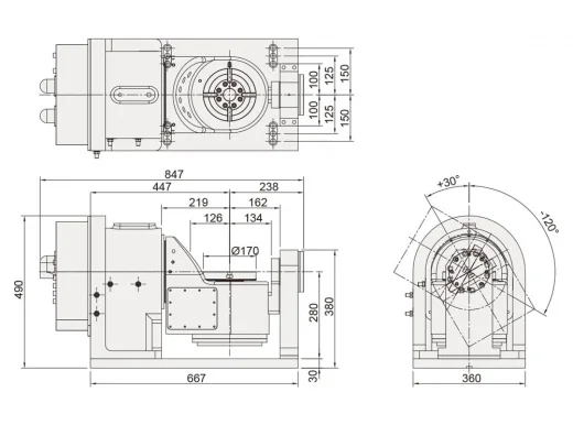 Наклонно-поворотный стол Detron DTFE-171P с прямым приводом